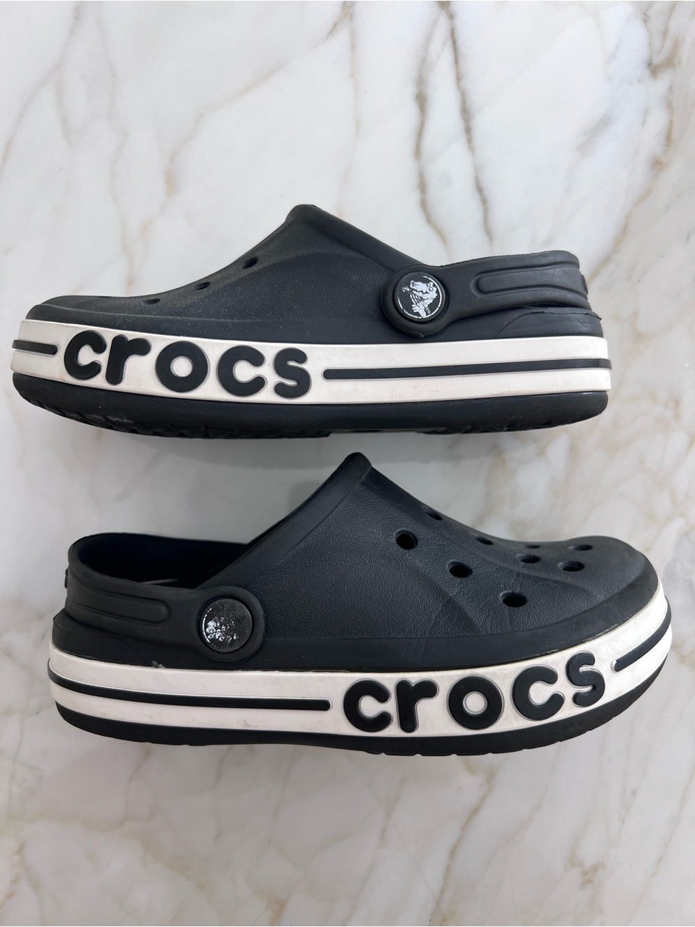 CROCS Kids' Black Clog with White Accent Band